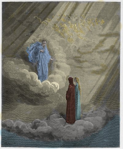 Paradiso, Gesang 16: Die Seele von Caddiaguida spricht über Florenz, Illustration aus Die Göttliche Komödie von Dante Alighieri, 1885 (digital kolorierte Gravur) von Gustave after Dore